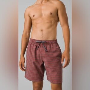 NWT Prana Metric E-Waist Short in Rust Stripe 8” Inseam